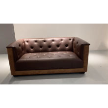 Classic Comfortable Chesterfield Copper Nail Tufted Patchwork Brown Leather Office Sofa